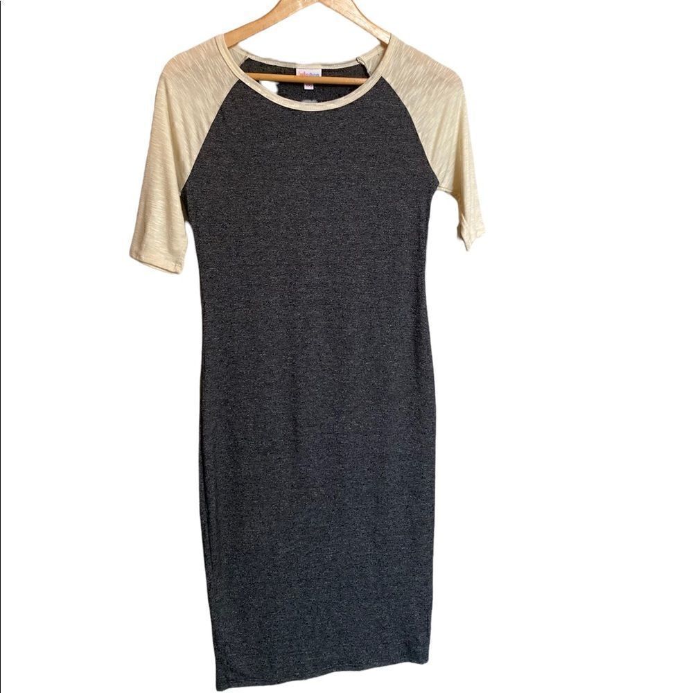 NWT LuLaRoe Gray and Cream Julia Dress Size XXS